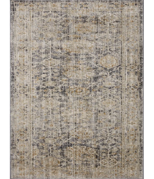 Jean Stoffer x Loloi Katherine Charcoal / Gold KES-02 5 ft. 3 in. X 5 ft. 3 in. Round Rug