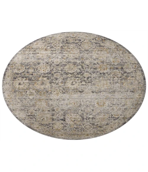 Jean Stoffer x Loloi Katherine Charcoal / Gold KES-02 5 ft. 3 in. X 5 ft. 3 in. Round Rug
