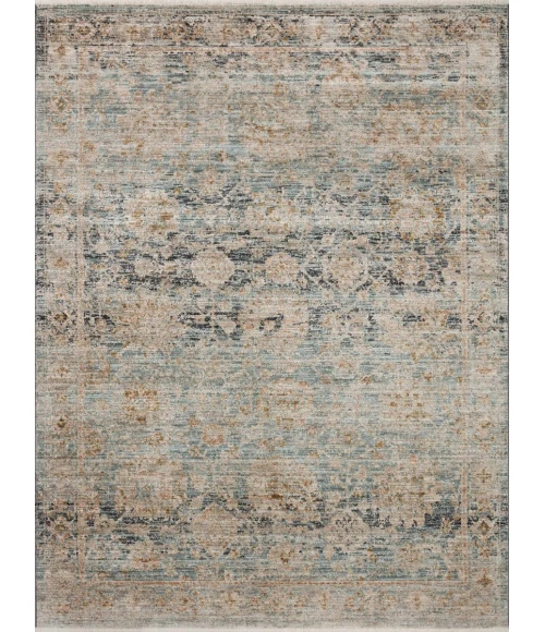 Jean Stoffer x Loloi Katherine Ocean / Coral KES-02 5 ft. 3 in. X 5 ft. 3 in. Round Rug