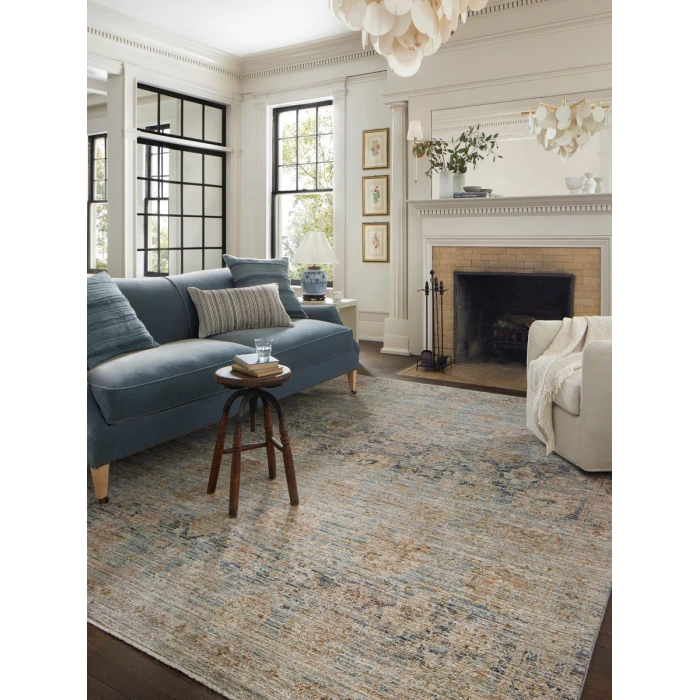 Jean Stoffer x Loloi Katherine Ocean / Coral KES-02 7 ft. 10 in. X 7 ft. 10 in. Round Rug