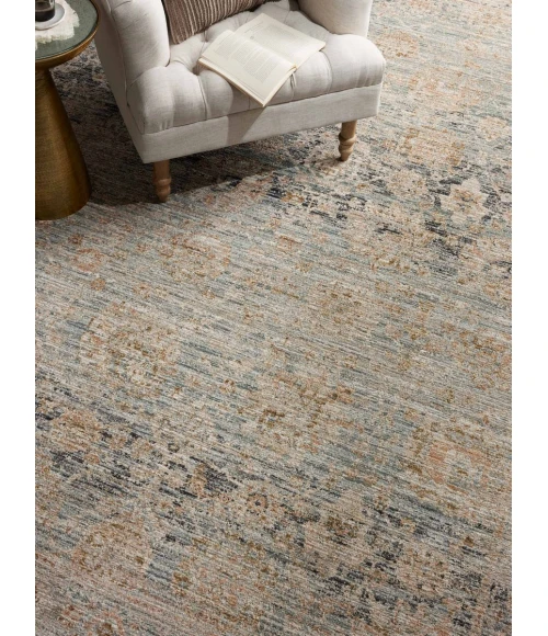 Jean Stoffer x Loloi Katherine Ocean / Coral KES-02 5 ft. 3 in. X 5 ft. 3 in. Round Rug