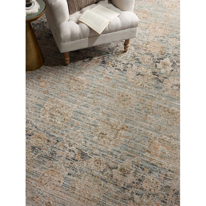 Jean Stoffer x Loloi Katherine Ocean / Coral KES-02 7 ft. 10 in. X 7 ft. 10 in. Round Rug
