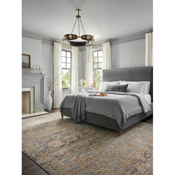 Jean Stoffer x Loloi Katherine Ocean / Coral KES-02 7 ft. 10 in. X 7 ft. 10 in. Round Rug