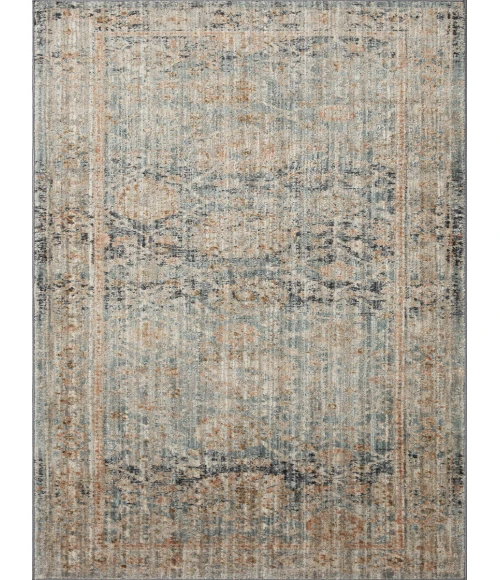 Jean Stoffer x Loloi Katherine Ocean / Coral KES-02 5 ft. 3 in. X 5 ft. 3 in. Round Rug