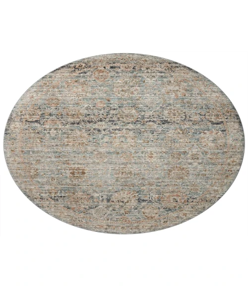 Jean Stoffer x Loloi Katherine Ocean / Coral KES-02 5 ft. 3 in. X 5 ft. 3 in. Round Rug