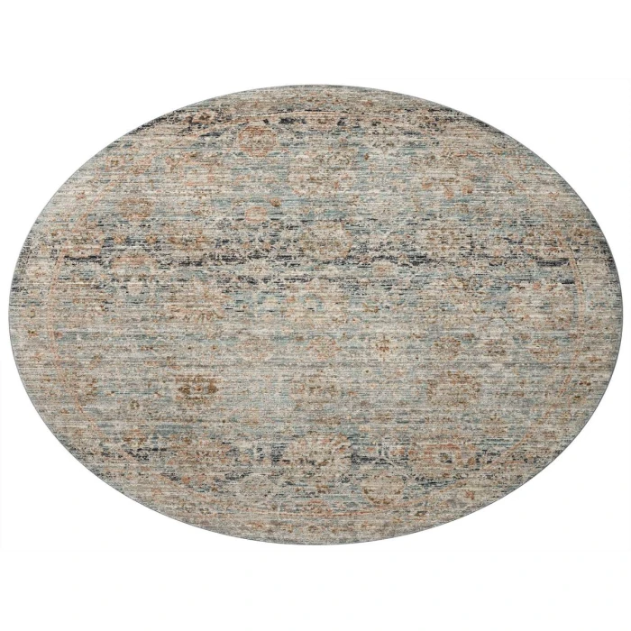 Jean Stoffer x Loloi Katherine Ocean / Coral KES-02 7 ft. 10 in. X 7 ft. 10 in. Round Rug