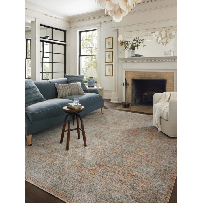 Jean Stoffer x Loloi Katherine Terracotta / Smoke KES-02 5 ft. 3 in. X 5 ft. 3 in. Round Rug