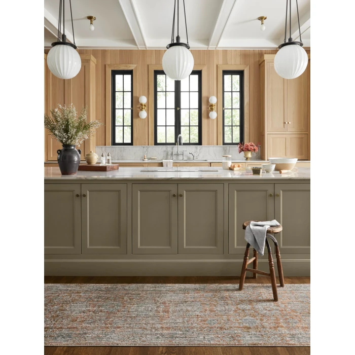 Jean Stoffer x Loloi Katherine Terracotta / Smoke KES-02 5 ft. 3 in. X 5 ft. 3 in. Round Rug