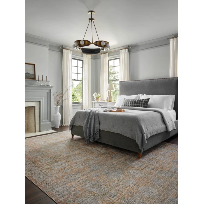 Jean Stoffer x Loloi Katherine Terracotta / Smoke KES-02 5 ft. 3 in. X 5 ft. 3 in. Round Rug