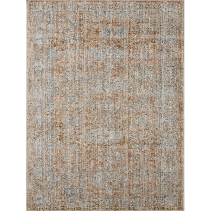 Jean Stoffer x Loloi Katherine Terracotta / Smoke KES-02 5 ft. 3 in. X 5 ft. 3 in. Round Rug
