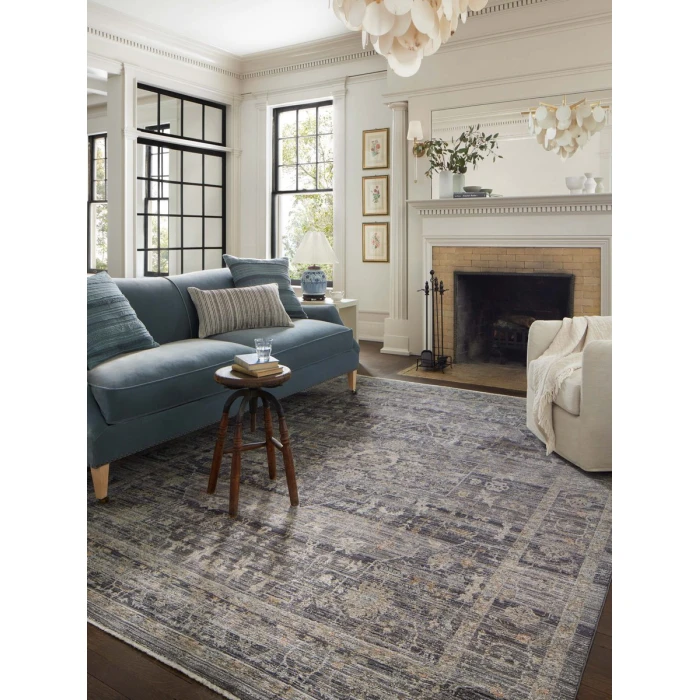 Jean Stoffer x Loloi Katherine Midnight / Tobacco KES-03 5 ft. 3 in. X 7 ft. 9 in. Rectangle Rug