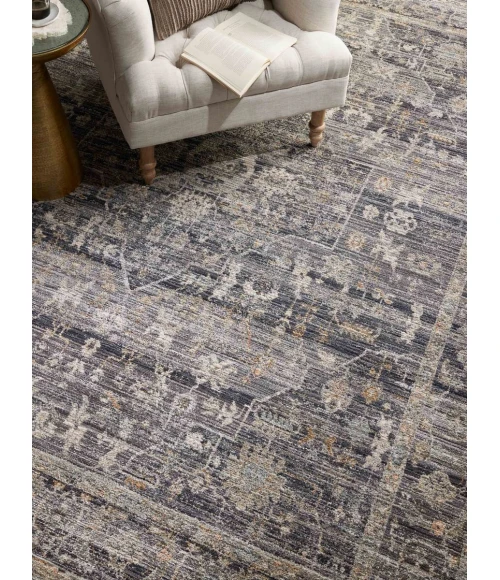 Jean Stoffer x Loloi Katherine Midnight / Tobacco KES-03 7 ft. 10 in. X 7 ft. 10 in. Round Rug