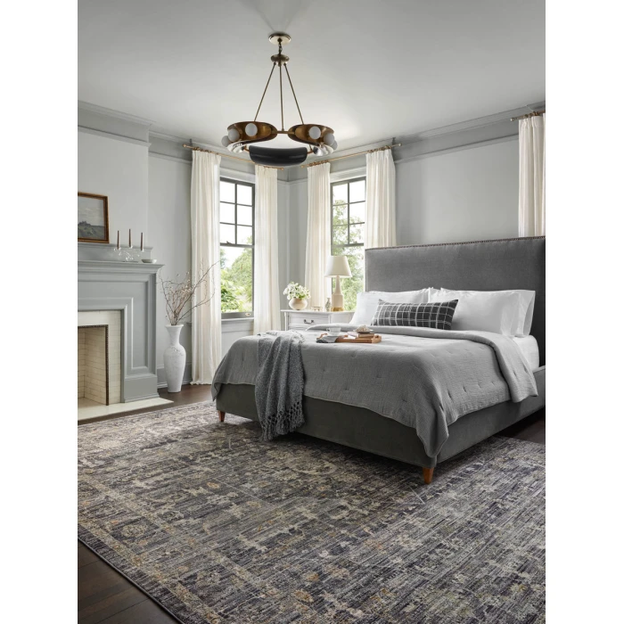 Jean Stoffer x Loloi Katherine Midnight / Tobacco KES-03 5 ft. 3 in. X 7 ft. 9 in. Rectangle Rug