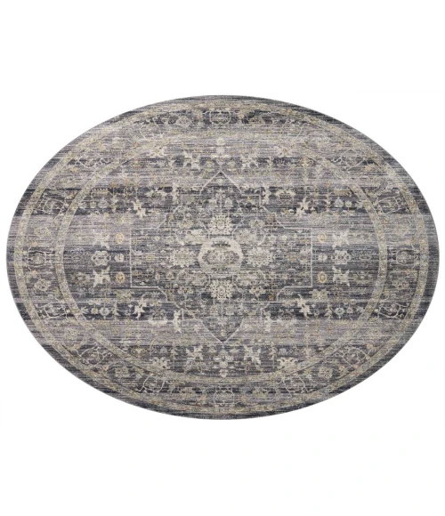 Jean Stoffer x Loloi Katherine Midnight / Tobacco KES-03 7 ft. 10 in. X 7 ft. 10 in. Round Rug