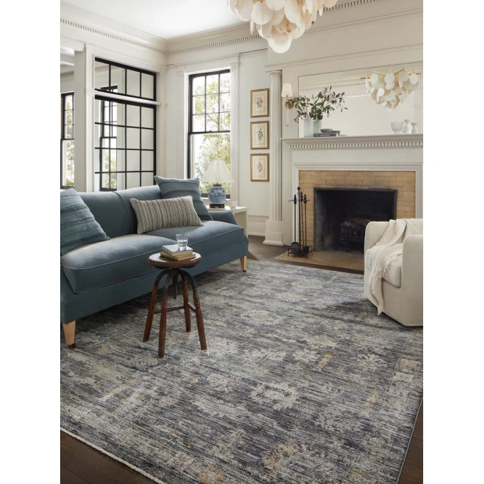 Jean Stoffer x Loloi Katherine Ink / Jade KES-04 7 ft. 10 in. X 7 ft. 10 in. Round Rug