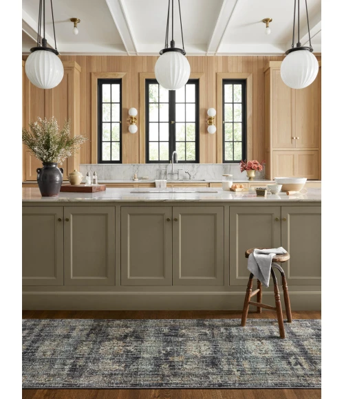 Jean Stoffer x Loloi Katherine Ink / Jade KES-04 5 ft. 3 in. X 5 ft. 3 in. Round Rug