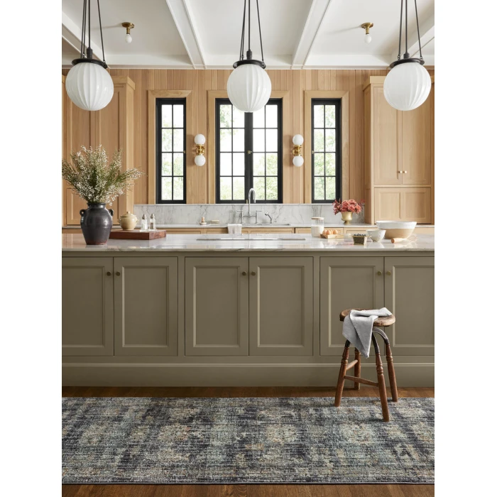 Jean Stoffer x Loloi Katherine Ink / Jade KES-04 7 ft. 10 in. X 7 ft. 10 in. Round Rug