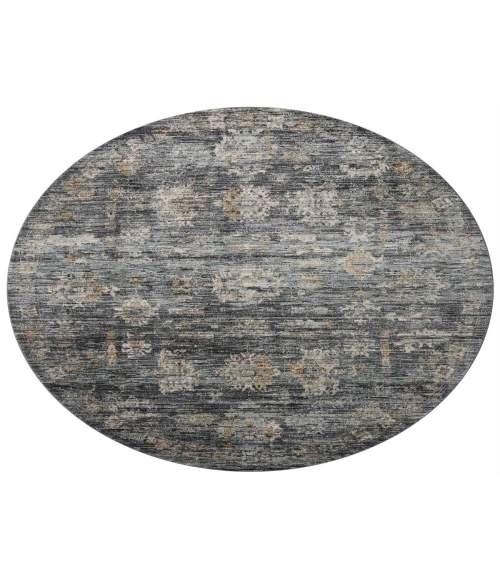 Jean Stoffer x Loloi Katherine Ink / Jade KES-04 5 ft. 3 in. X 5 ft. 3 in. Round Rug
