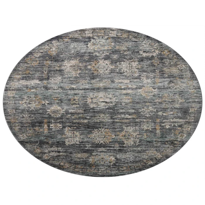 Jean Stoffer x Loloi Katherine Ink / Jade KES-04 7 ft. 10 in. X 7 ft. 10 in. Round Rug