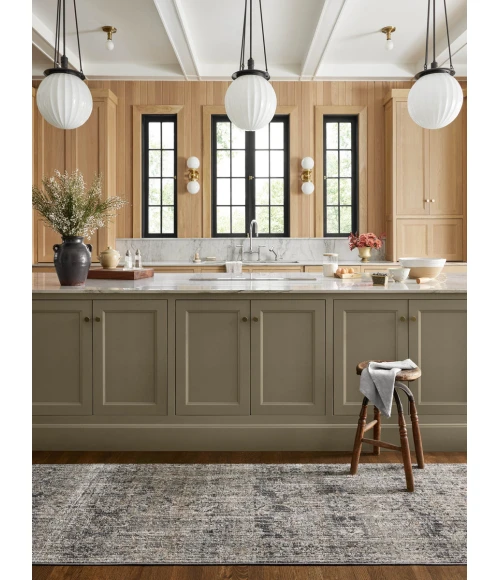 Jean Stoffer x Loloi Katherine Graphite / Jade KES-05 9 ft. 6 in. X 9 ft. 6 in. Round Rug