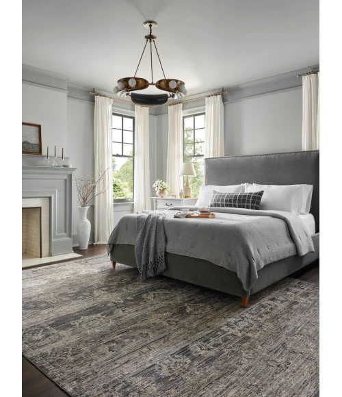 Jean Stoffer x Loloi Katherine Graphite / Jade KES-05 9 ft. 6 in. X 9 ft. 6 in. Round Rug