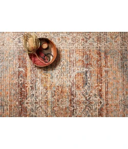 Loloi Lourdes LOU-07 Tangerine / Ocean Area Rug 2 ft. 8 in. X 2 ft. 8 in. Round