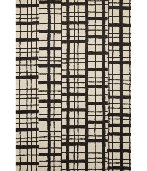 Chris Loves Julia x Loloi  Polly POL-02 Black / Ivory 2'-0" x 5'-0" Area Rug