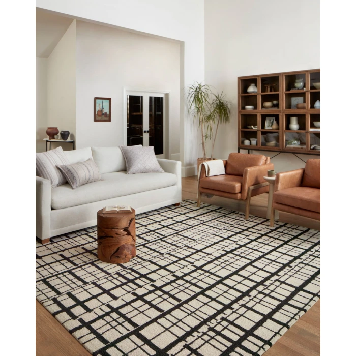Chris Loves Julia x Loloi  Polly POL-02 Black / Ivory 8'-6" x 11'-6" Area Rug