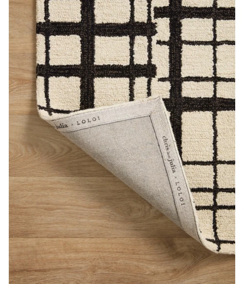 Chris Loves Julia x Loloi  Polly POL-02 Black / Ivory 2'-0" x 5'-0" Area Rug