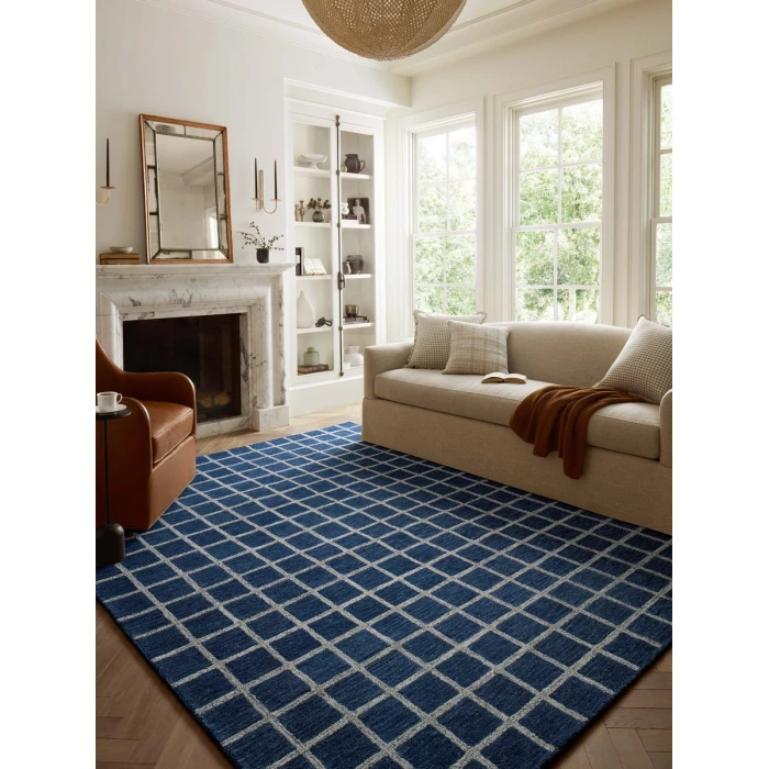 Chris Loves Julia x Loloi Polly Navy / Silver POL-05 2 ft. 6 in. X 9 ft. 9 in. Rectangle Rug