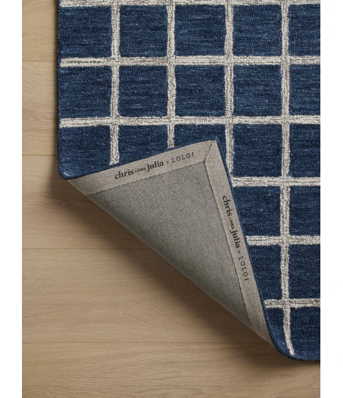 Chris Loves Julia x Loloi Polly Navy / Silver POL-05 7 ft. 9 in. X 9 ft. 9 in. Rectangle Rug