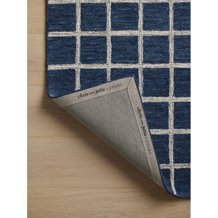 Chris Loves Julia x Loloi Polly Navy / Silver POL-05 2 ft. 6 in. X 9 ft. 9 in. Rectangle Rug