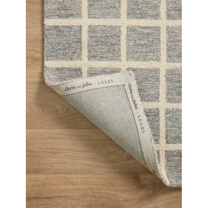 Chris Loves Julia x Loloi  Polly POL-05 Slate / Ivory 18" x 18" Sample Area Rug