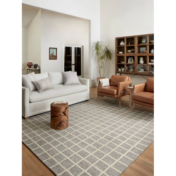 Chris Loves Julia x Loloi  Polly POL-05 Slate / Ivory 18" x 18" Sample Area Rug