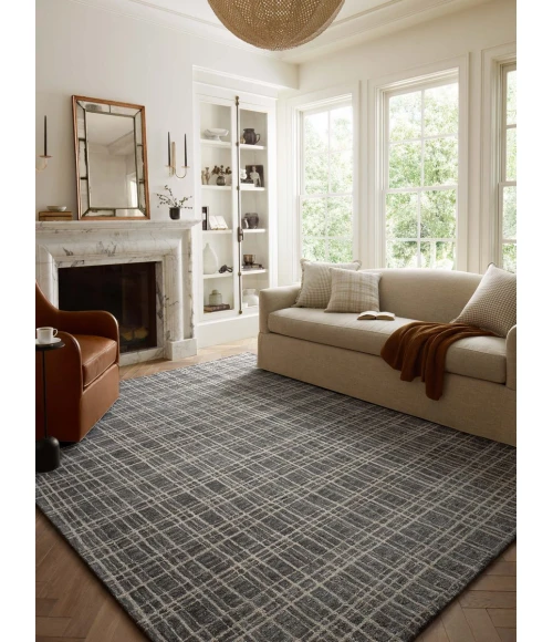 Chris Loves Julia x Loloi Polly Graphite / Pebble POL-11 9 ft. 3 in. X 13 ft. Rectangle Rug