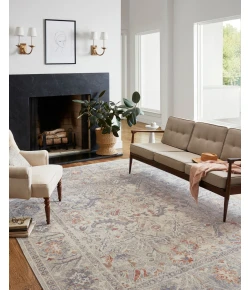 Chris Loves Julia x Loloi Rosemarie ROE-05 OATMEAL / LAVENDER Area Rug 3 ft. 2 in. X 3 ft. 2 in. Round