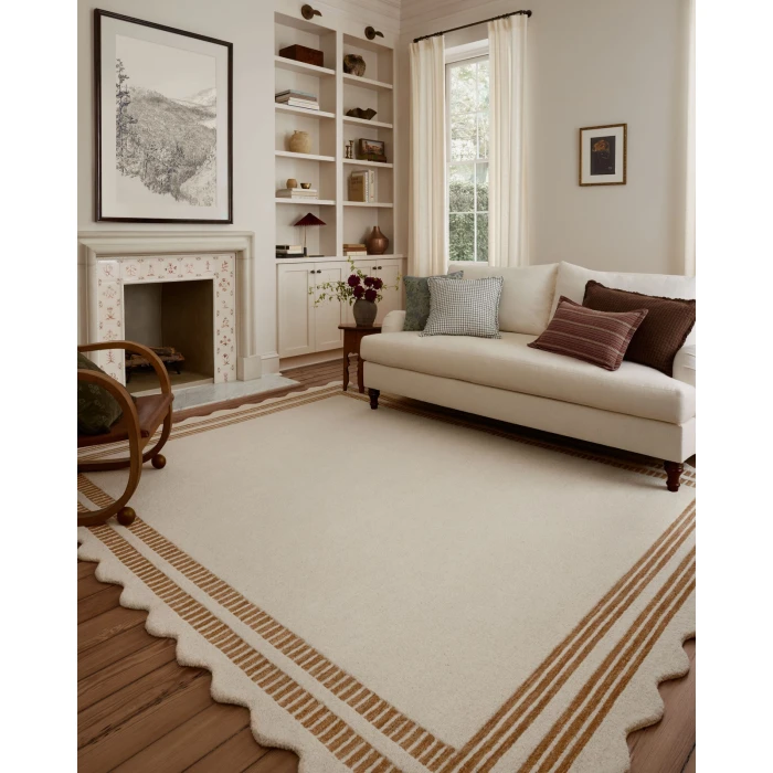 Chris Loves Julia x Loloi Scottie Ivory / Rust SCO-01 8ft.-6in. X 11ft.-6in. Rect. Rug
