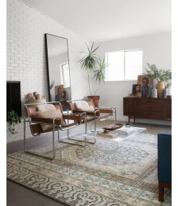 Loloi Tatum TW-02 STONE / BLUE Area Rug 18 in. X 18 in. Sample