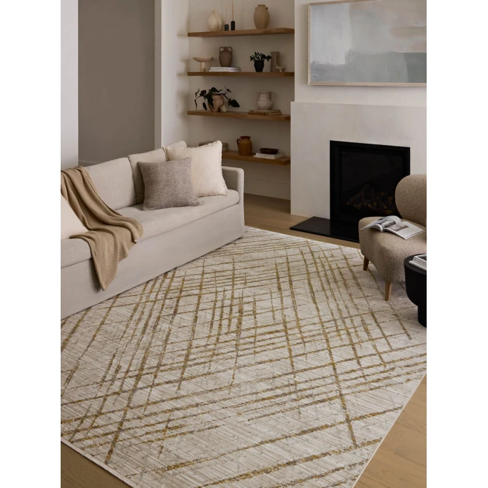 Loloi Wade Beige / Gold WAE-04 9 ft. 3 in. X 13 ft. 1 in. Rectangle Rug