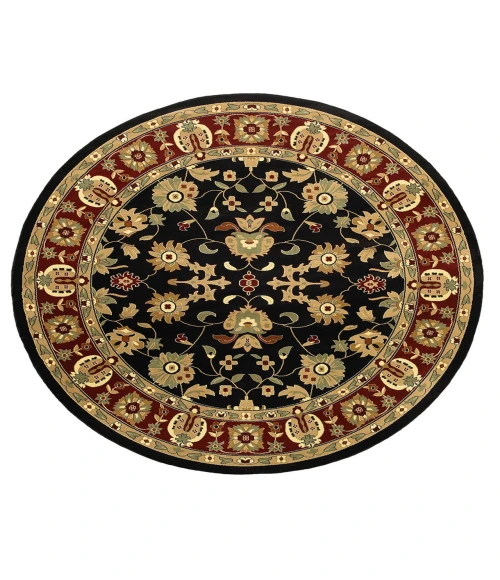 LR Home ADANA 80716 Black/ Red 6'-2" X 6'-2" Round Rug