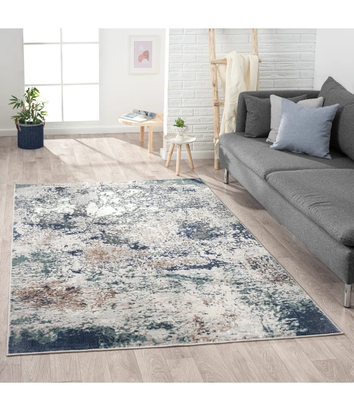 LR Home ANTALYA 82057 Gray/ Teal 5'-0" X 7'-0 Rect. Rug