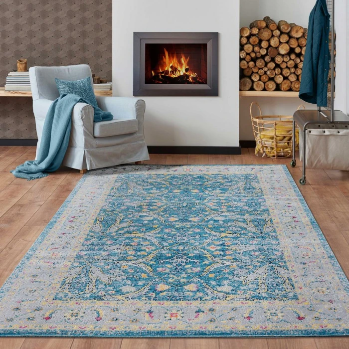 Rugs Town 81455 Blue/ Cream 7'9" X 9'9 Rect. Rug