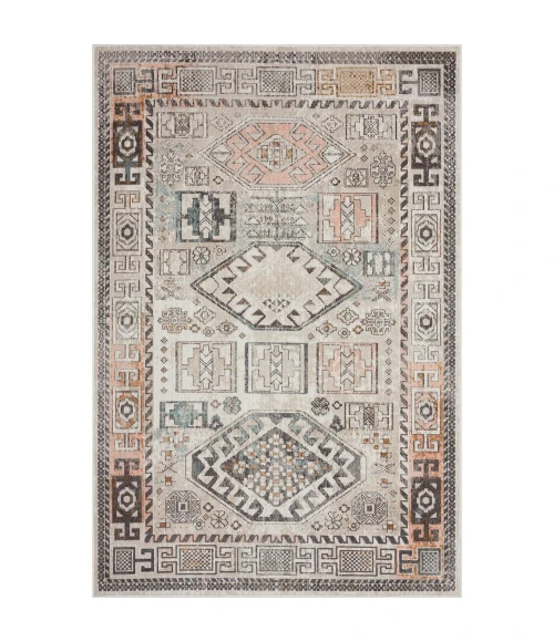 LR Home ANTIQUITY 81474 Cream/ Brown 7'9" X 9'9 Rect. Rug