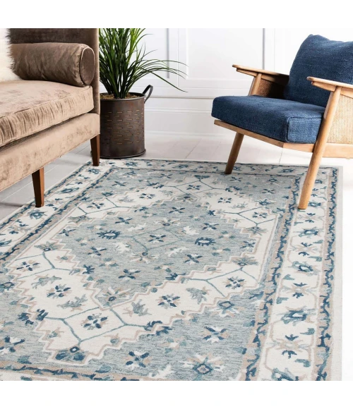 LR Home Babylon Gray/Blue 81787 9 ft. X 12 ft. Rect. Rug
