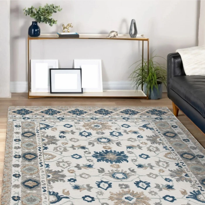 Rugs Town Tan/Blue 81791 7 ft. 9 in. X 9 ft. 9 in. Rect. Rug