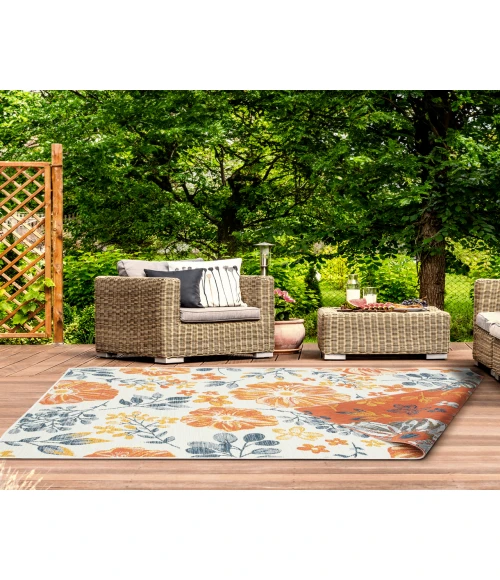 LR Home Belize 82511 Ivory/ Blue 2' X 8' Rect. Rug