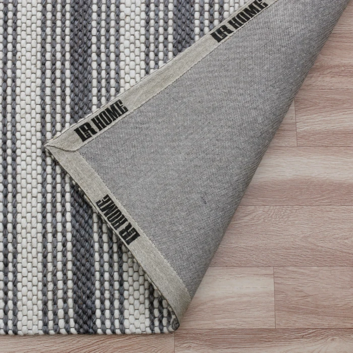 LR Home Bergen 3439 Dark Gray/ Ivory/ No Color 7'9" X 9'9 Rect. Rug
