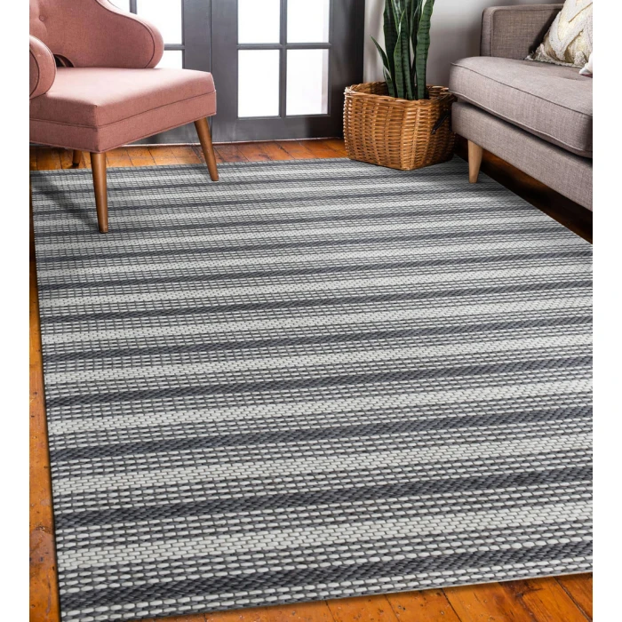 LR Home Bergen 3439 Dark Gray/ Ivory/ No Color 7'9" X 9'9 Rect. Rug