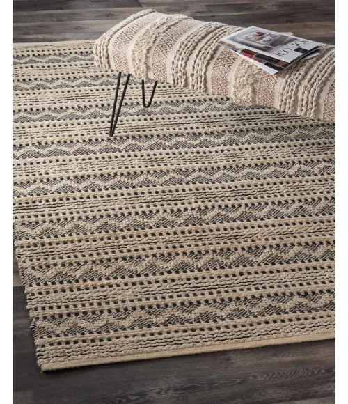 LR Home BLEACHED NATURALS 81432 Jet Black 9' X 12' Rect. Rug