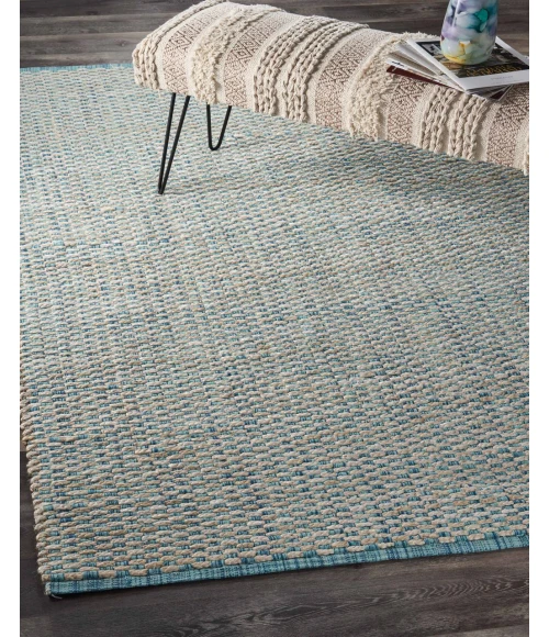 LR Home BLEACHED NATURALS 81436 Bleach/ Ivory Blue 9' X 12' Rect. Rug